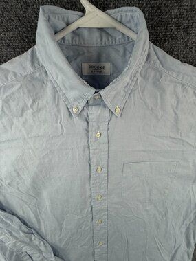 Brooks Brothers Basics Blue Long Sleeve Button Up Shirt Men 16 35 Cotton Adult